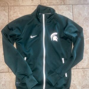 Nike Dark Green Full-Zip Jacket with White Accents